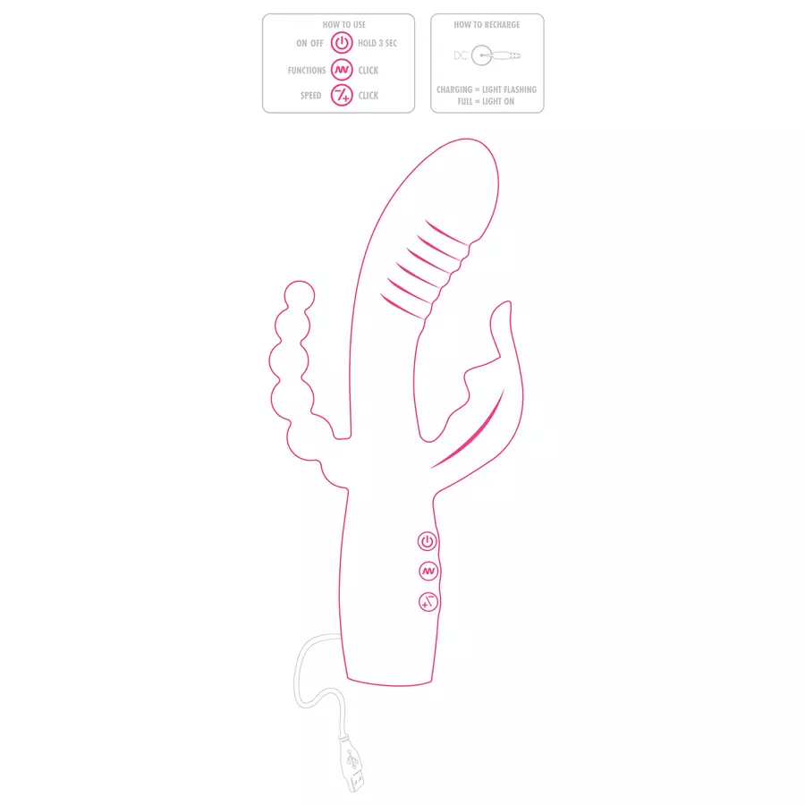 ToyJoy - Aphrodite Triple Vibrator met Anale G-Spot en Clitoris Stimulatie Vrouwen Speeltjes