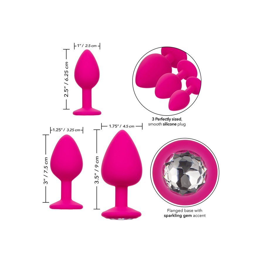 CalExotics - Cheeky Gems Diamond Base Butt Plug Set 3 Sizes Anal Toys