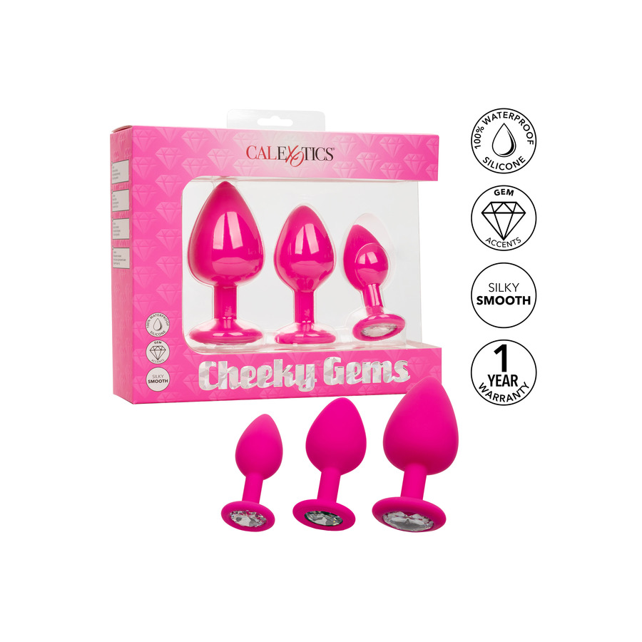 CalExotics - Cheeky Gems Diamond Base Butt Plug Set 3 Sizes Anal Toys