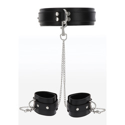 Taboom - Vegan Leer Halsband Met Ketting En Handboeien Taboom - Vegan Leer Halsband Met Ketting En Handboeien SM