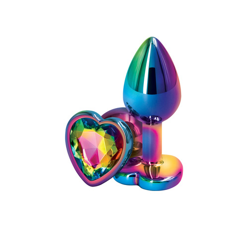 NS Novelties - Rear Assets Multicolor Aluminium Heart Buttplug S