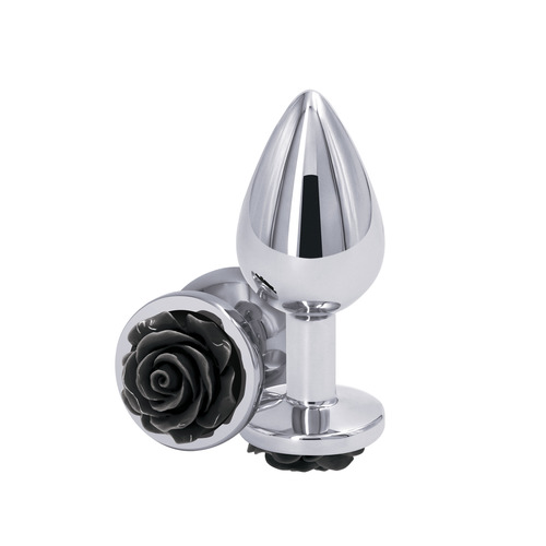 NS Novelties - Rear Assets Rose Aluminium Buttplug Medium Zwart
