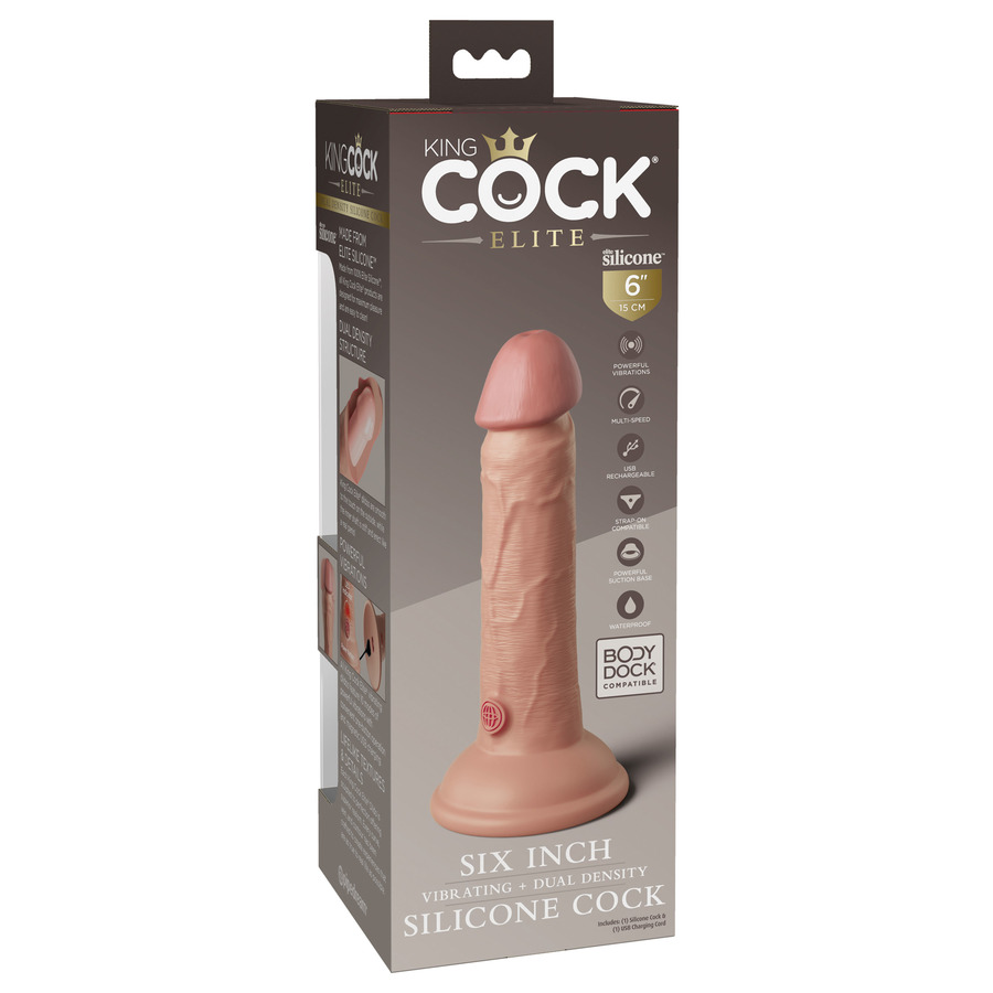 Pipedream - King Cock Elite 6 Inch 2Density Siliconen Vibrerende Dildo Vrouwen Speeltjes