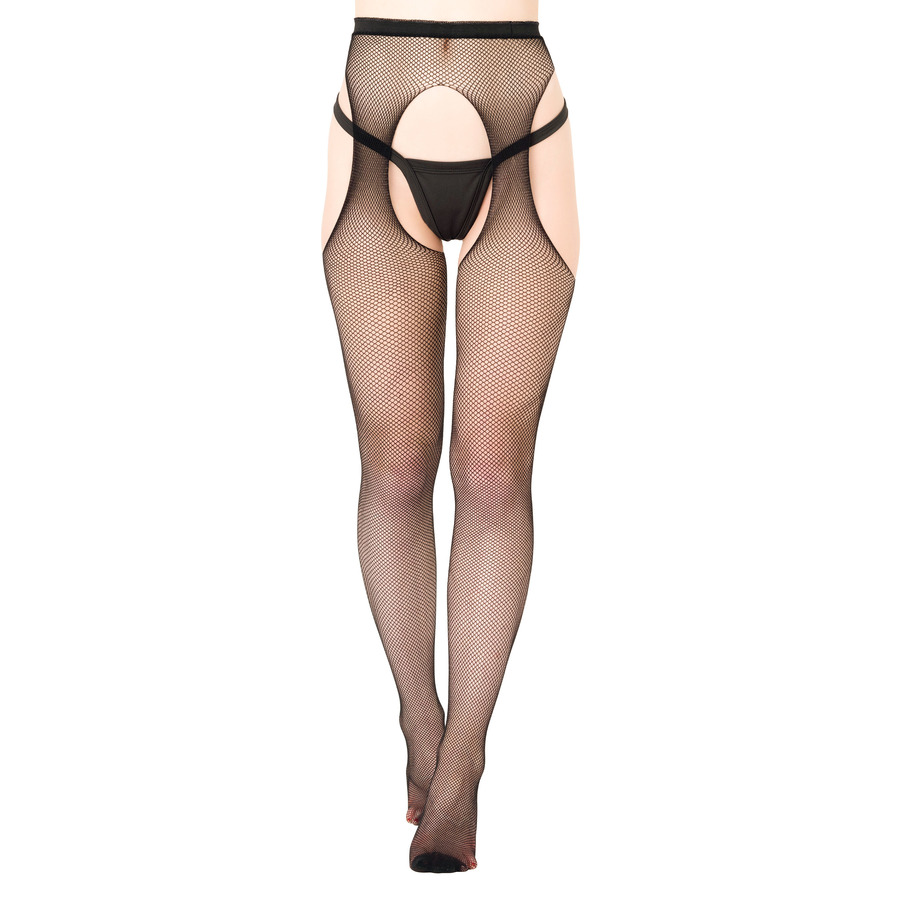 Daring Intimates - Visnet Jarretel Panty met Open Kruis en Heupen Lingerie