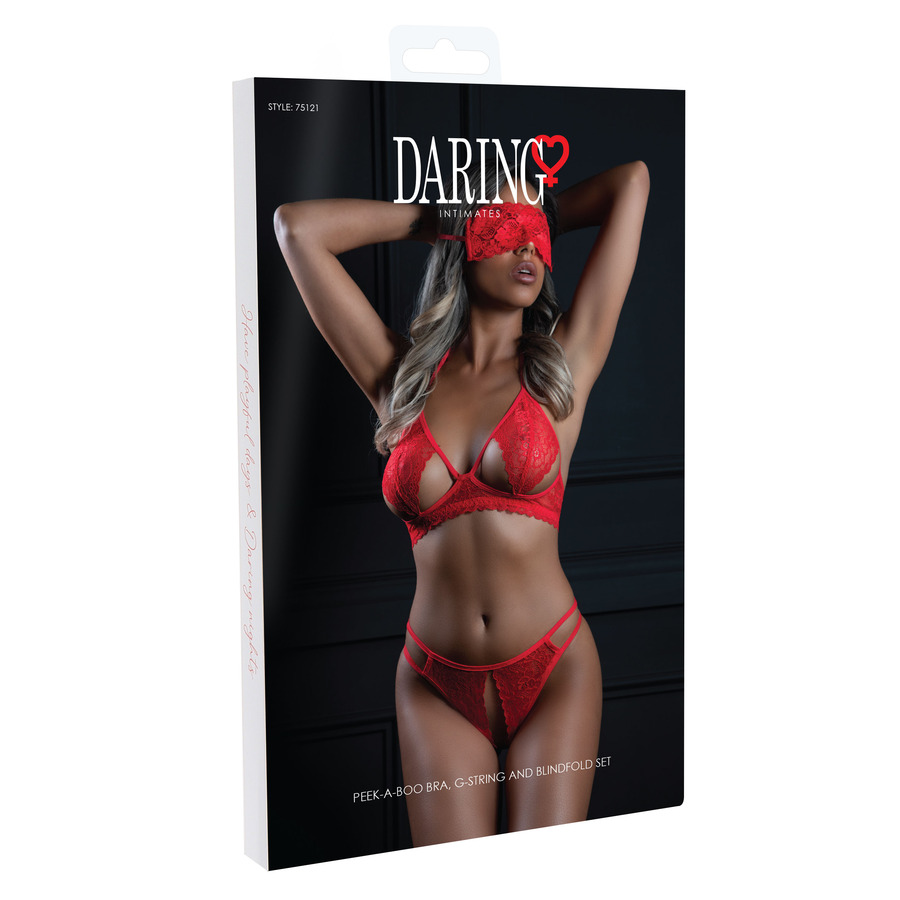 Daring Intimates - 3Pc Bra Panty and Blindfold Set Lingerie