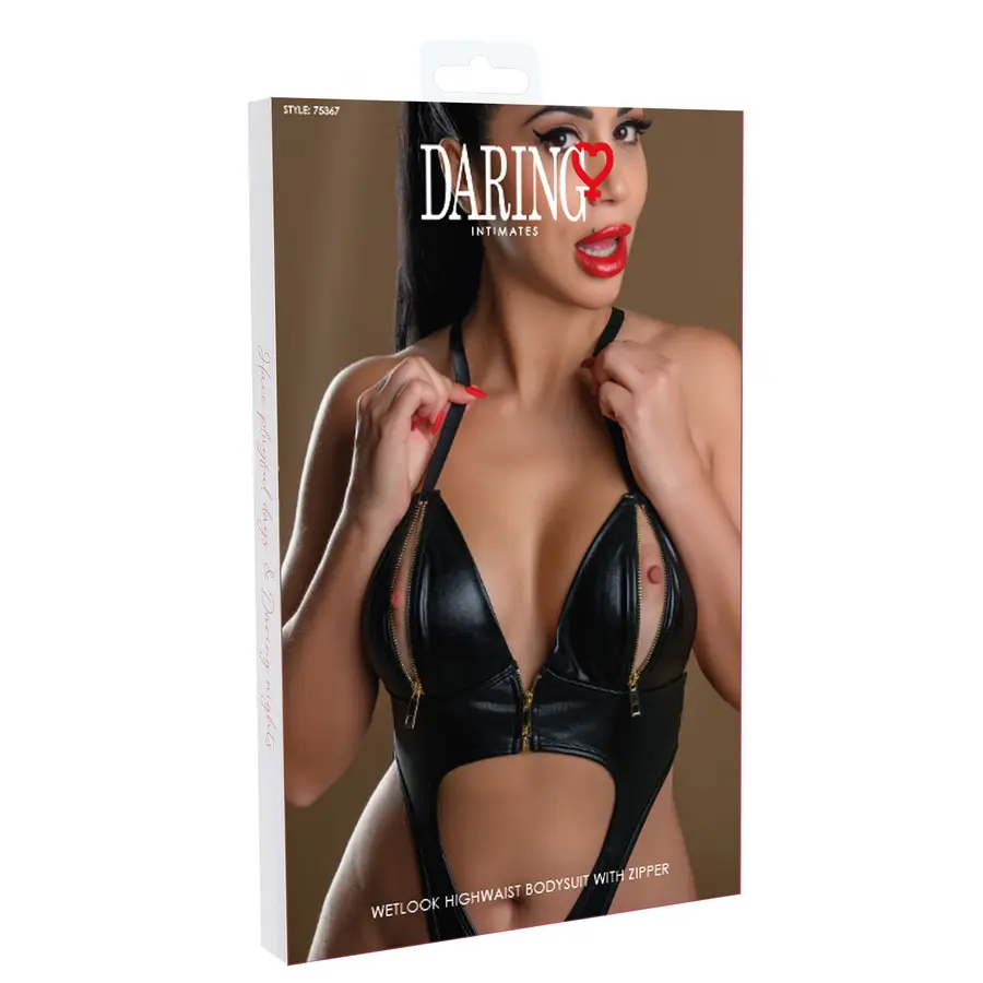 Daring Intimates - Wetlook Bodysuit met Rits Lingerie