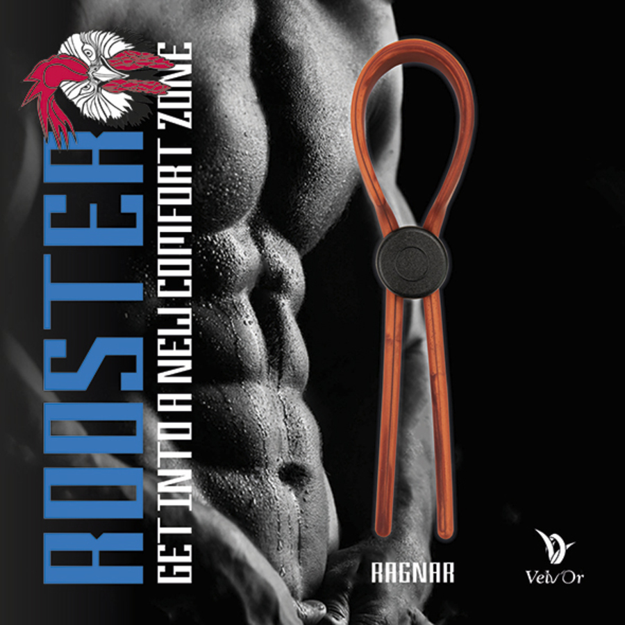 VelvOr - Velv'Or - Rooster Ragnar Lasso Design Cock Ring Metallic Red  Male Sextoys