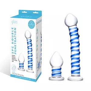 Glas - Dubbele Penetratie Glazen Swirly Dildo & Butt Plug Set Vrouwen Speeltjes