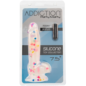 Addiction - Party Marty Confetti Dildo met Zuignap + PowerBullet 19 cm Vrouwen Speeltjes