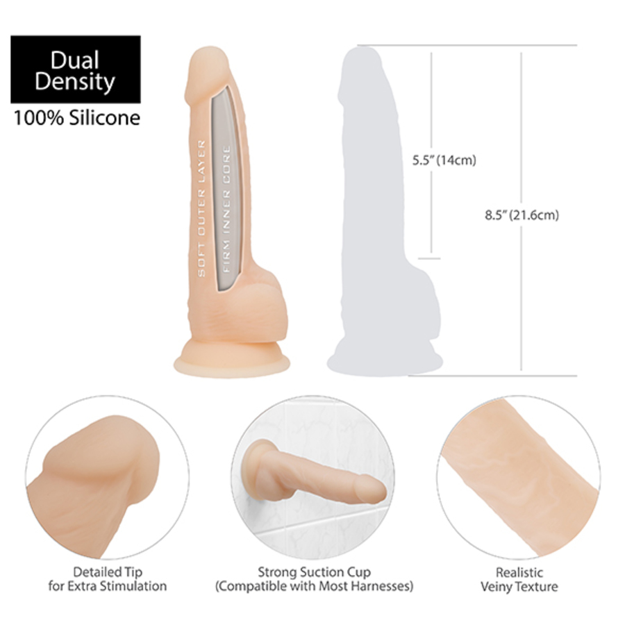 Naked Addiction - Dual Density Dildo 20 cm Vanille Vrouwen Speeltjes
