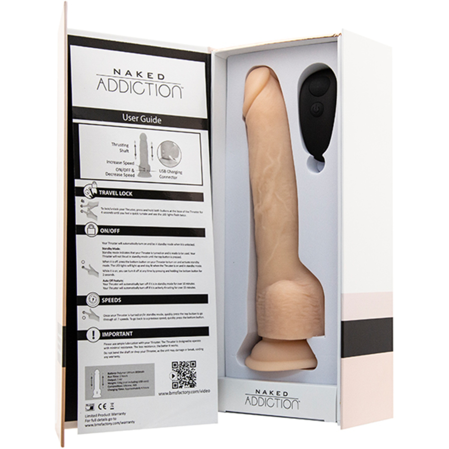 Naked Addiction - Stotende Dildo met Afstandsbediening, 23 cm Vanille Vrouwen Speeltjes