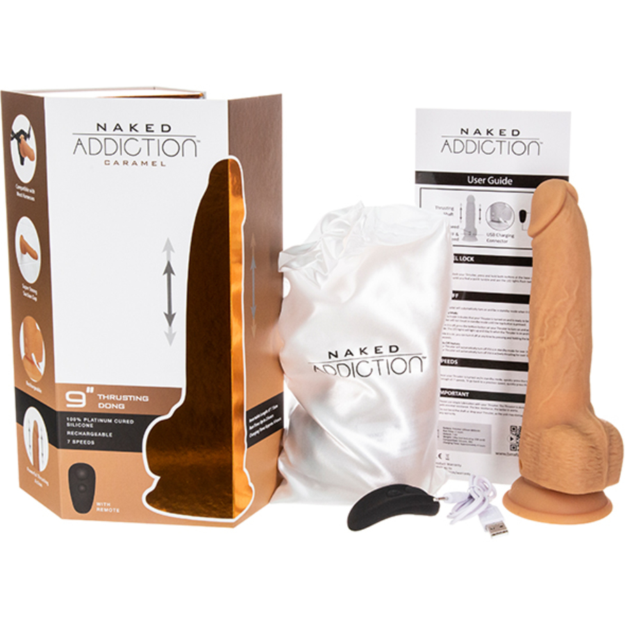 Naked Addiction - Stotende Dildo met Afstandsbediening 23 cm Caramel Vrouwen Speeltjes