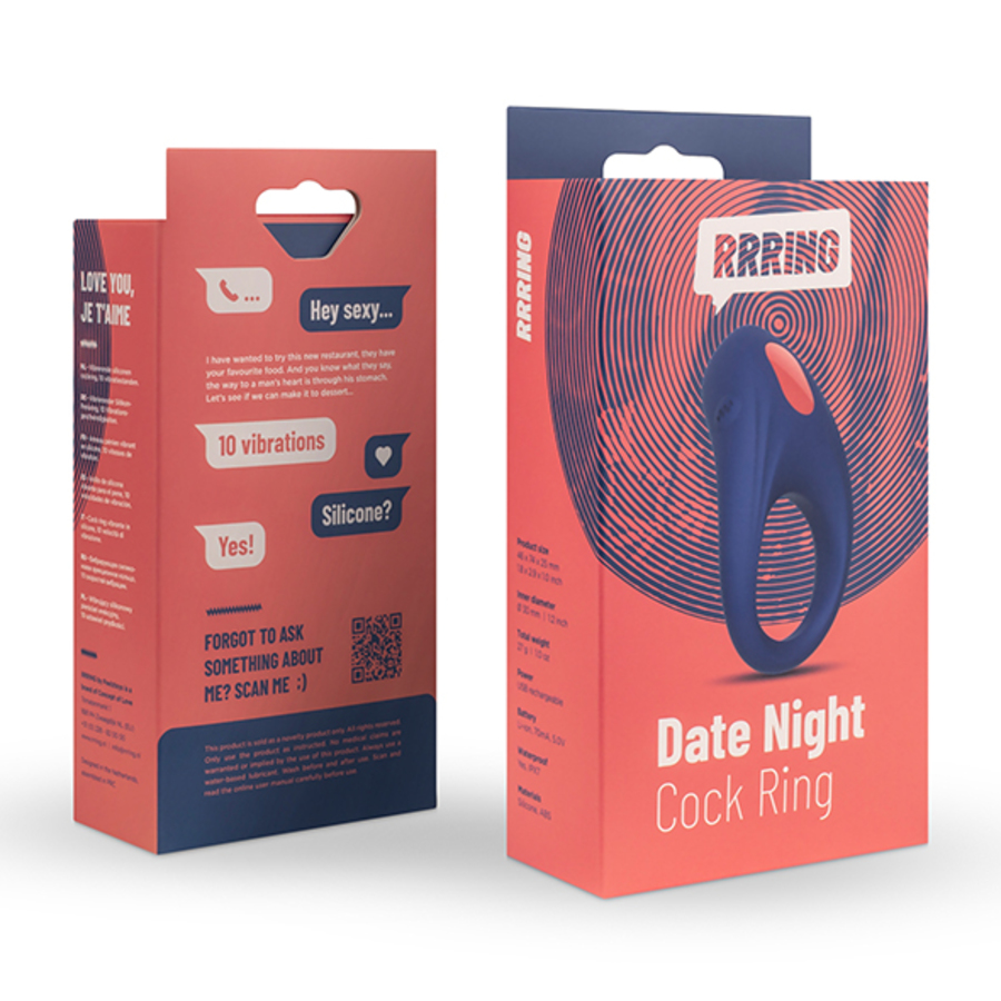 FeelzToys - RRRING Date Night Vibrerende Cock Ring USB-oplaadbaar Mannen Speeltjes