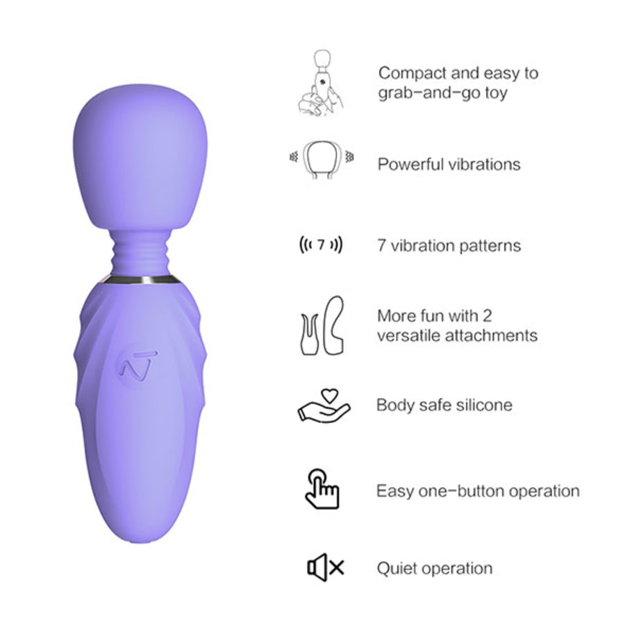 Nomi Tang - Compacte Pocket Wand Massager met Opzetstukken Vrouwen Speeltjes