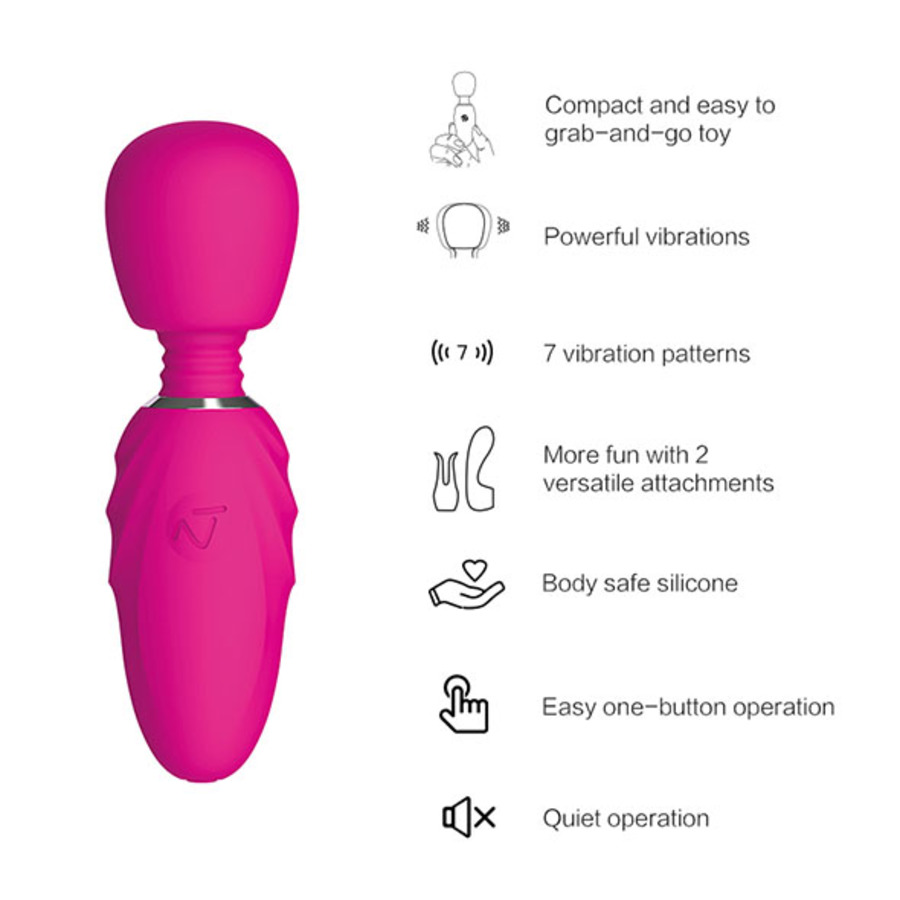 Nomi Tang - Compacte Pocket Wand Massager met Opzetstukken Vrouwen Speeltjes