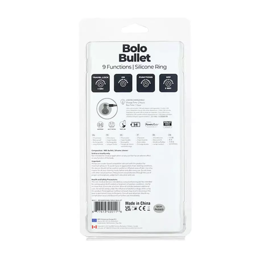PowerBullet - Bolo Adjustable Penis Ring with Mini 9 Function Male Sextoys