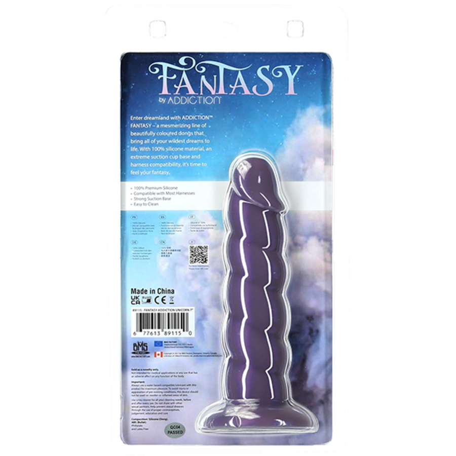 Addiction - Fantasy Addiction Dildo with Suction Cup 18 cm Unicorn Purple Toys for Her