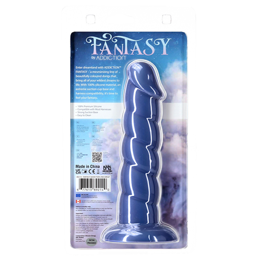 Addiction - Fantasy Addiction Dildo met Zuignap 20 cm Unicorn Blauw Vrouwen Speeltjes