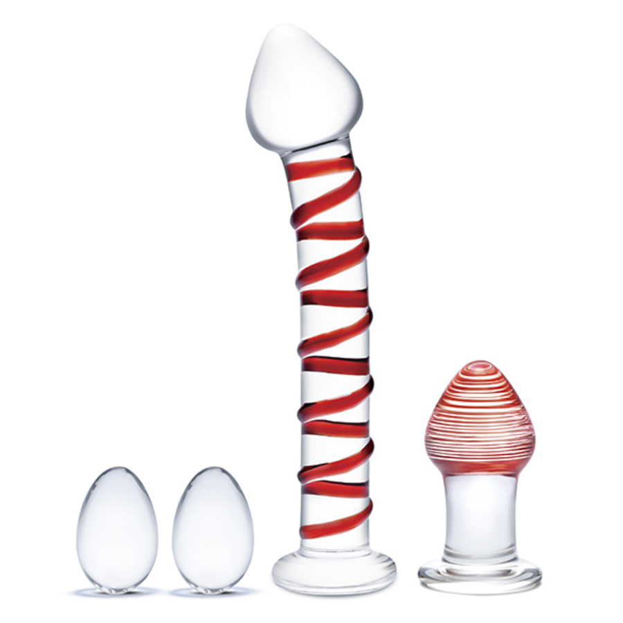 Glas - Mr. Swirly 4 pc Set with Glass Kegel Balls & Butt Plug Toys for Her