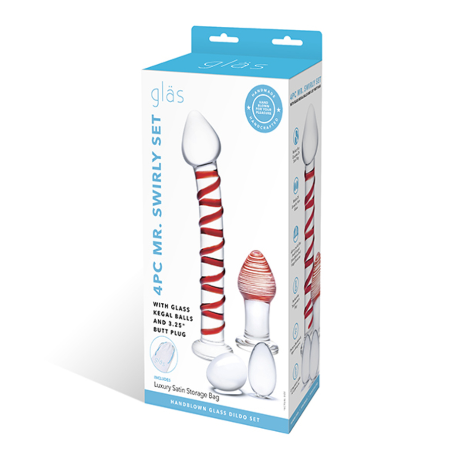 Glas - Mr. Swirly 4 pc Set with Glass Kegel Balls & Butt Plug Toys for Her