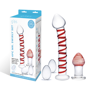 Glas - Mr. Swirly 4 pc Set with Glass Kegel Balls & Butt Plug Toys for Her