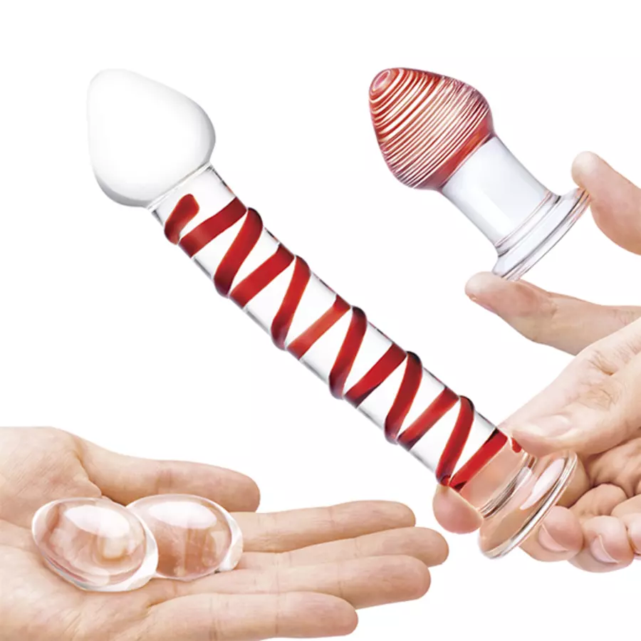 Glas - Mr. Swirly Glazen Kegel Balls, Dildo & Butt Plug Vrouwen Speeltjes