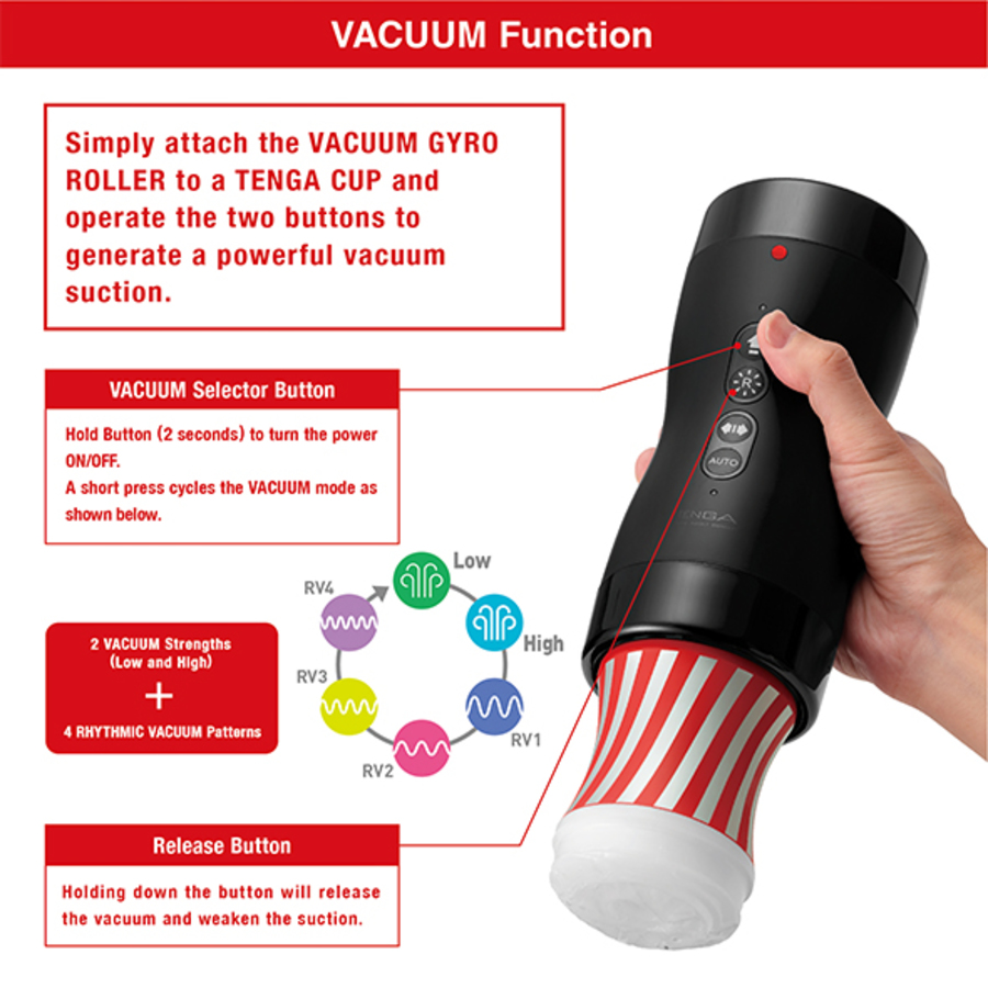 Tenga - Vacuum Gyro Roller Automatic Masturbator Set Male Sextoys