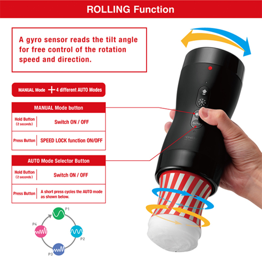 Tenga - Vacuum Gyro Roller Automatische Masturbator Set Mannen Speeltjes