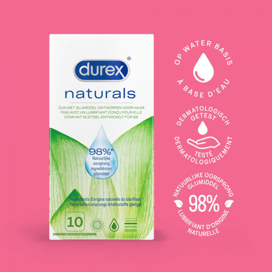 Durex - Naturals Condooms Met Natuurlijk Waterbasis Glijmiddel 10 st. Accessoires