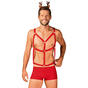 Obsessive - Mr Reindy Harness, Shorts, Headband With Horns Lingerie