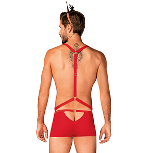 Obsessive - Mr Reindy Harness, Shorts, Headband With Horns Lingerie