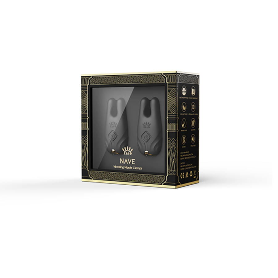 Zalo - Zalo - Nave Wireless Vibrating Nipple Clamps Obsidian Black S&M