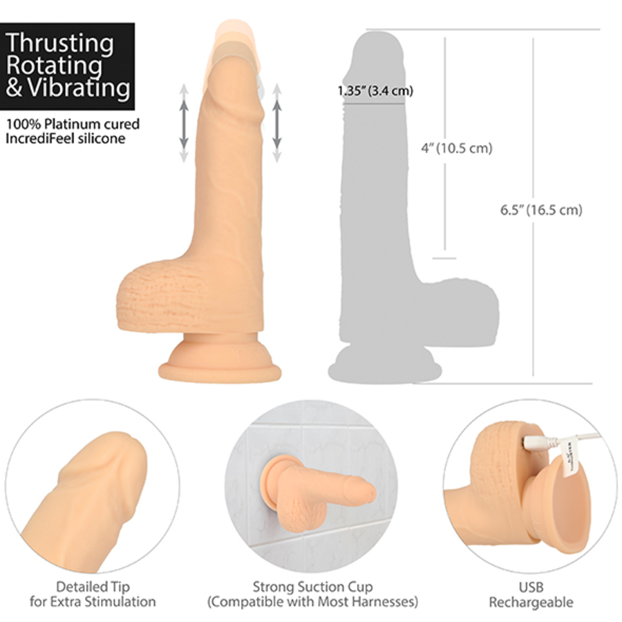 Naked Addiction - Naked Addiction - Thrusting Dong met Afstandsbediening 16,5 cm Vanilla  Vrouwen Speeltjes