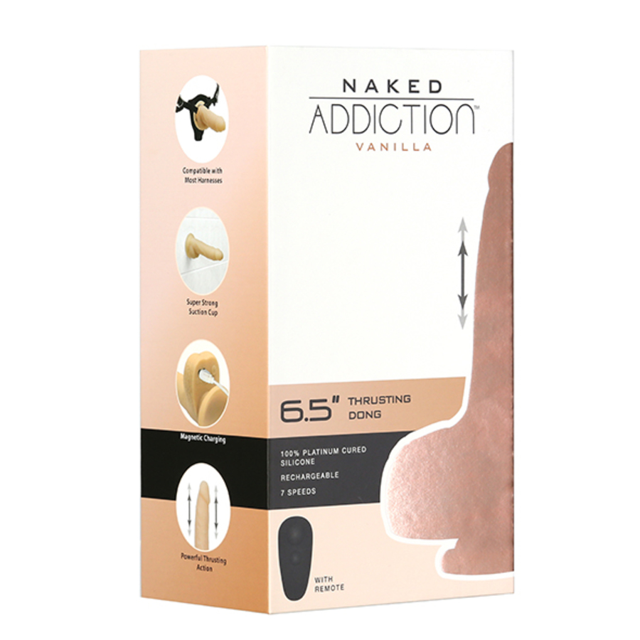 Naked Addiction - Naked Addiction - Thrusting Dong met Afstandsbediening 16,5 cm Vanilla  Vrouwen Speeltjes