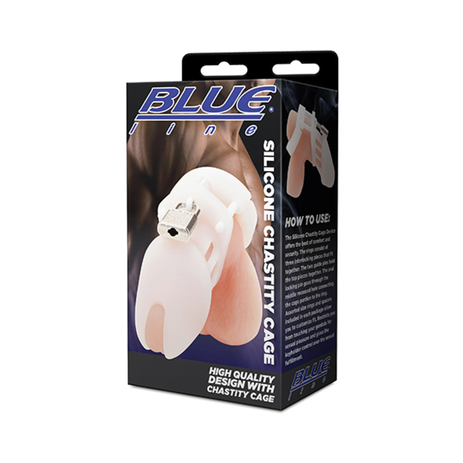 Blueline - Silicone Chastity Cage Kuisheidsgordel Mannen Speeltjes