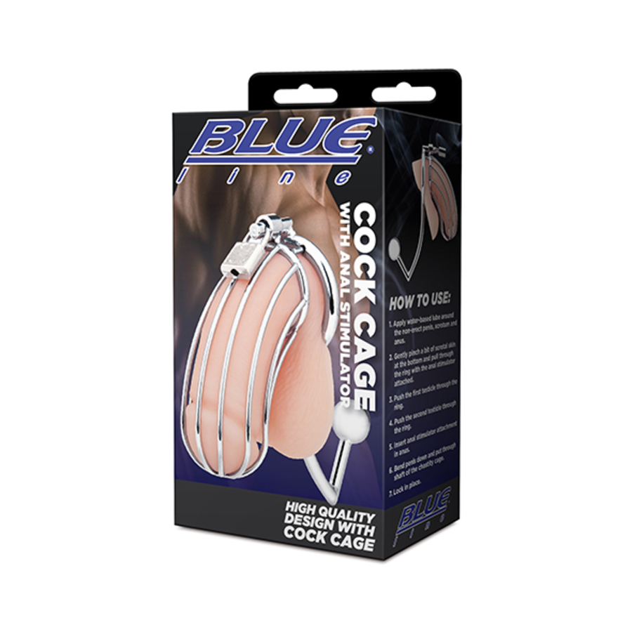 Blueline - Cock Cage With Anal Stimulator Male Sextoys