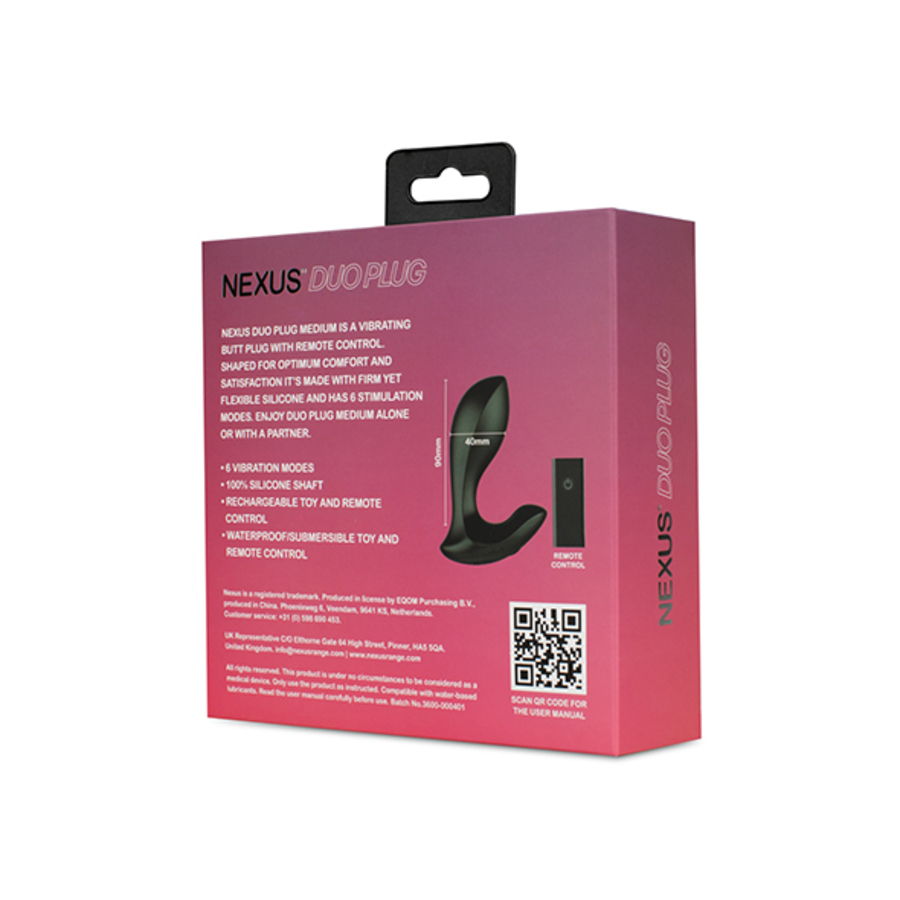 Nexus - Duo Afstandsbediening Beginner Butt Plug Medium Anale Speeltjes