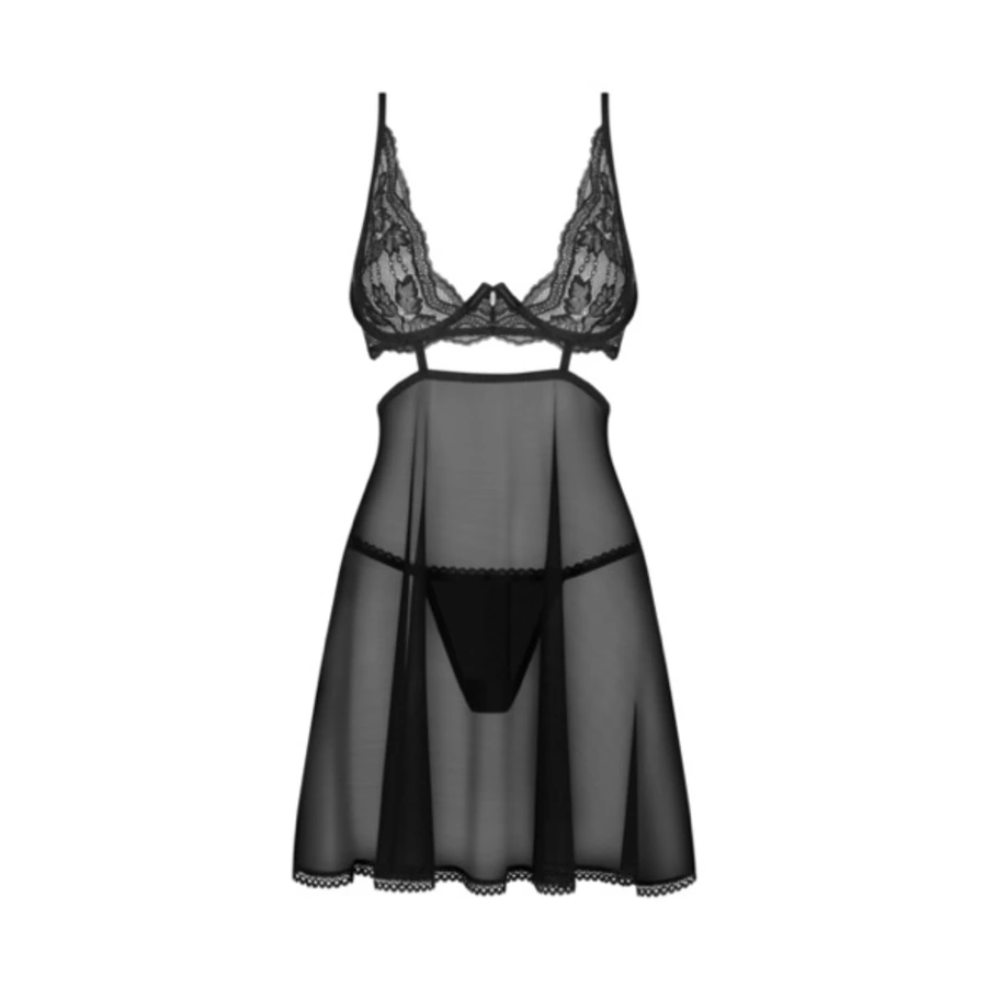 Obsessive - Nutris babydoll & Slipje Zwart Lingerie