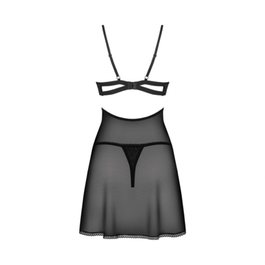 Obsessive - Nutris babydoll & Slipje Zwart Lingerie