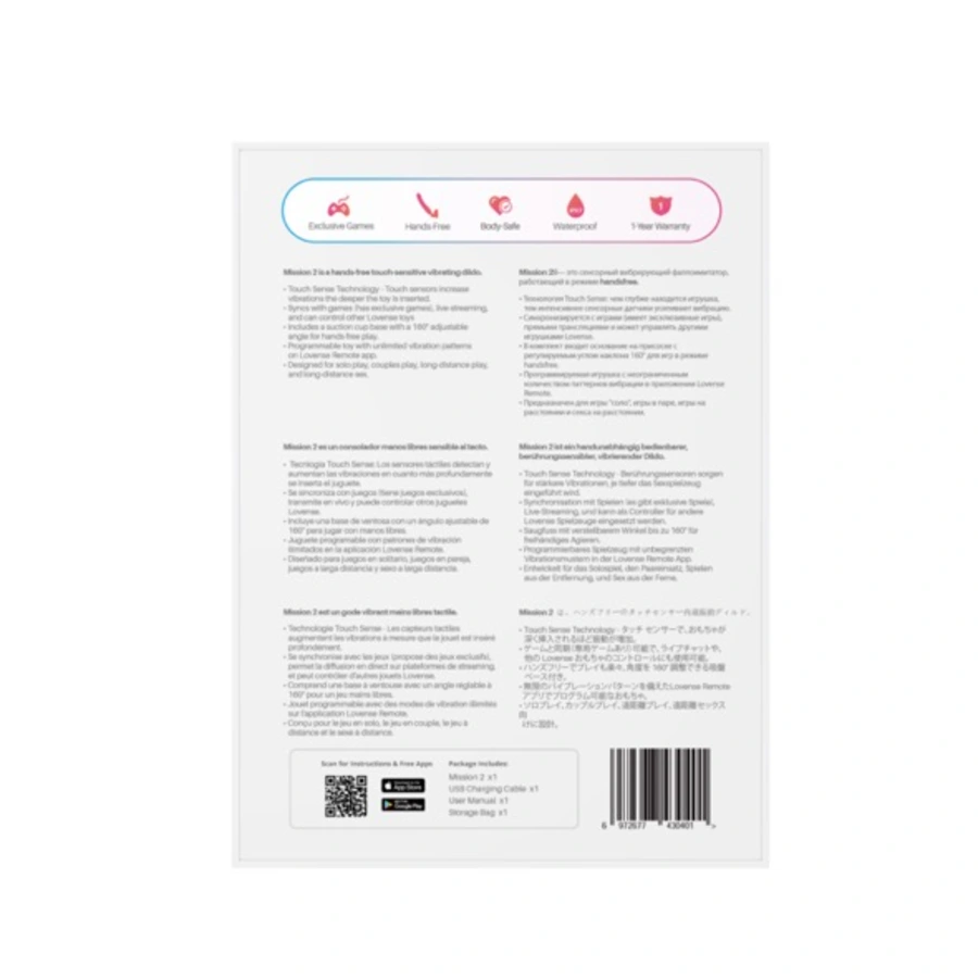 Lovense - Mission 2 Pink Touch-Sensitivity Vibrator Toys for Her