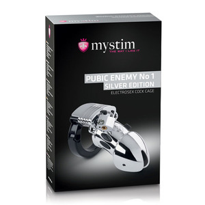 MyStim - Pubic Enemy No. 1 E-Stim Peniskooi Zilver Mannen Speeltjes