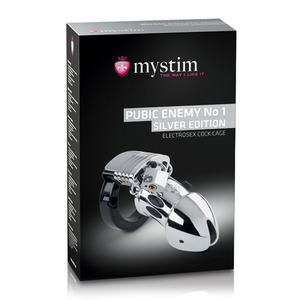 MyStim - Public Enemy No. 1 E-Stim Cock Cage Silver Toys for Him