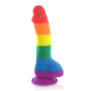 Pride Dildo - Silicone Rainbow Dildo With Balls Toys for Her