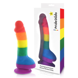 Pride Dildo - Silicone Rainbow Dildo With Balls Toys for Her