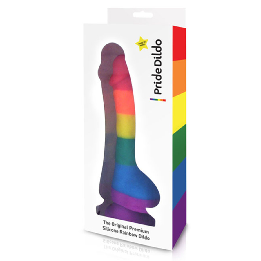 Pride Dildo - Silicone Rainbow Dildo With Balls Toys for Her