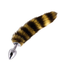 Dolce Piccante - Metal Buttplug With Small Tail Dolce Piccante - Jewellery Small Silver Stripe Tail Anal Toys