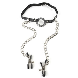 Fetish Fantasy - O-Ring Gag met Tepel Klemmen Fetish Fantasy - O-Ring Gag met Tepel Klemmen SM