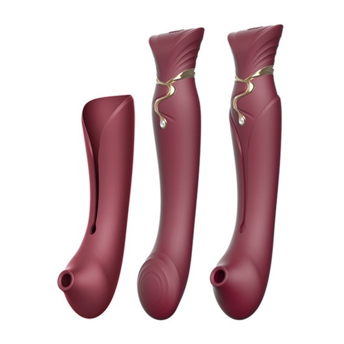 Zalo - Queen Set G-spot PulseWave Vibrator Met Suction Sleeve Rood afbeelding