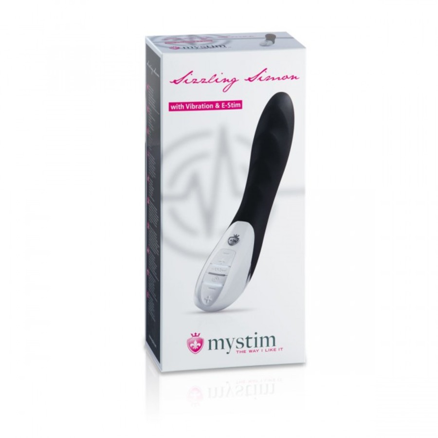 MyStim - Sizzling Simon E-Stim Vibrator Zwart Vrouwen Speeltjes