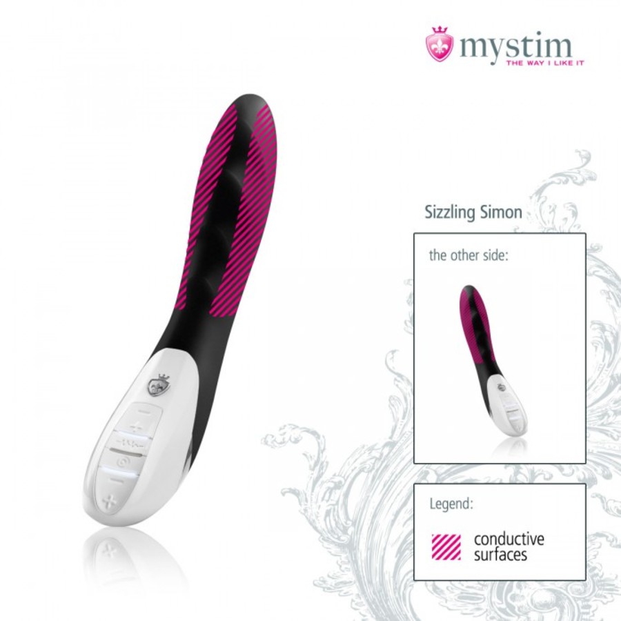 MyStim - Sizzling Simon E-Stim Vibrator Zwart Vrouwen Speeltjes